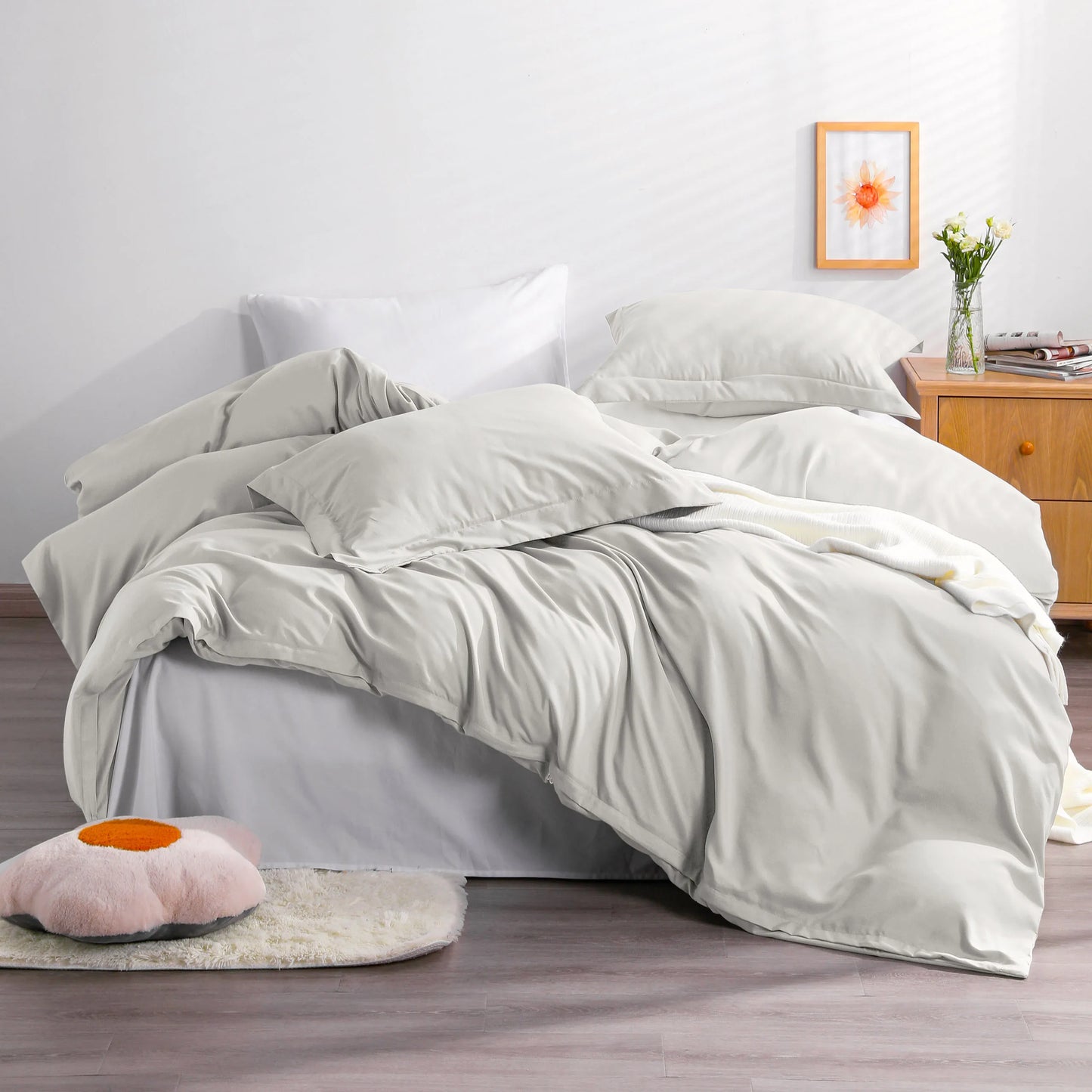 Ntbay 3 Piece Microfiber Duvet Cover Set with Corner Ties