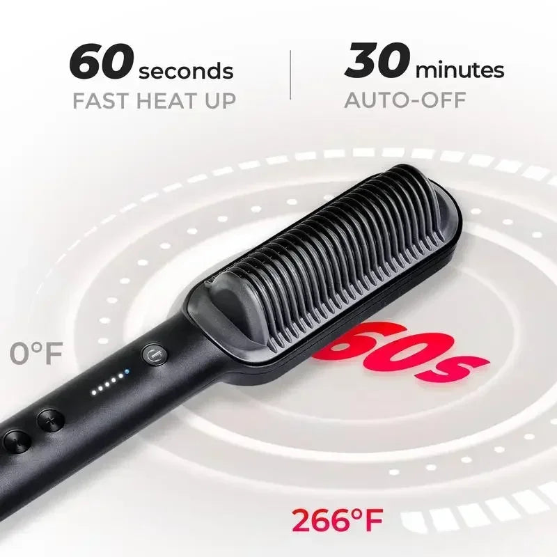 TYMO Ring Plus Hair Straightener Comb with Brush and Comfort Features Negative Ionic Hair Waver Salon Grade