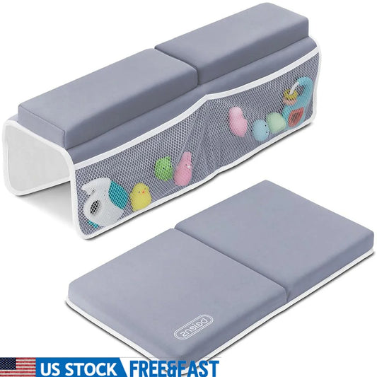 Thick Baby Bath Kneeler and Elbow Rest Pad Quick Dry Neoprene Non Slip Cushion Mat Storage Pockets Stress Free Bathing