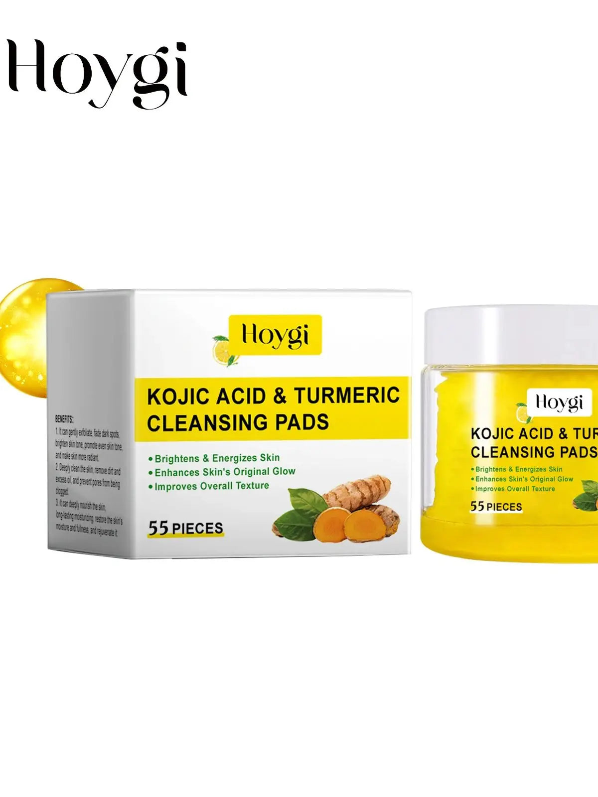 4PCS Turmeric Cleansing Skincare Exfoliating Pads Gentle Formula Suitable for All Skin Types 55PCS Bottle