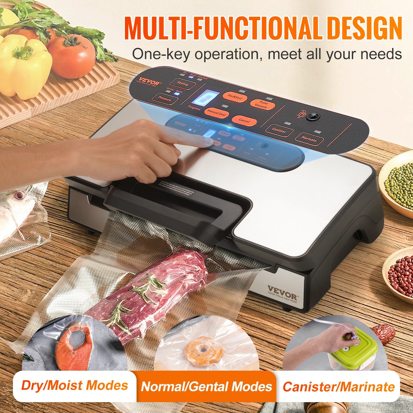 SucceBuy 130W 90KPa Vacuum Sealer For Home Kitchen Use