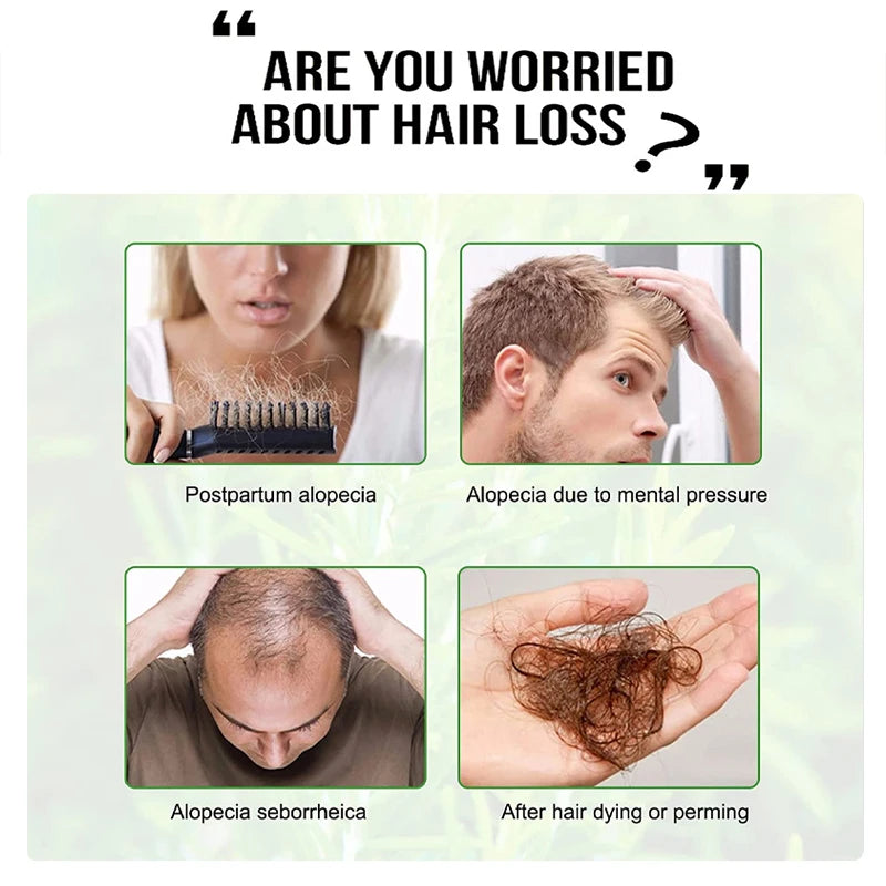 Hair Growth Serum Rosemary Mint Essential Oil for Dry Damaged Split Ends Anti Loss Treatment with Stainless Steel Tooth Comb