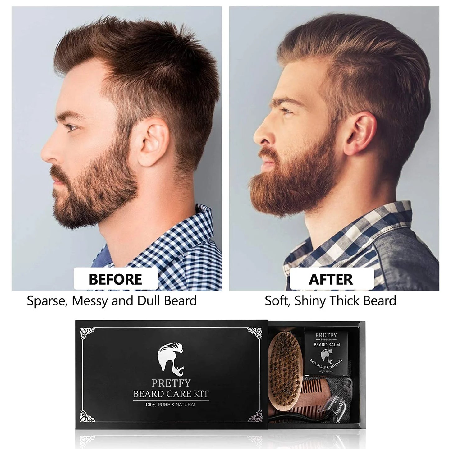 10 In 1 Beard Growth Kit with Beard Oil Beard Balm Beard Conditioner Beard Shampoo Beard Roller and Beard Comb Gifts for Men