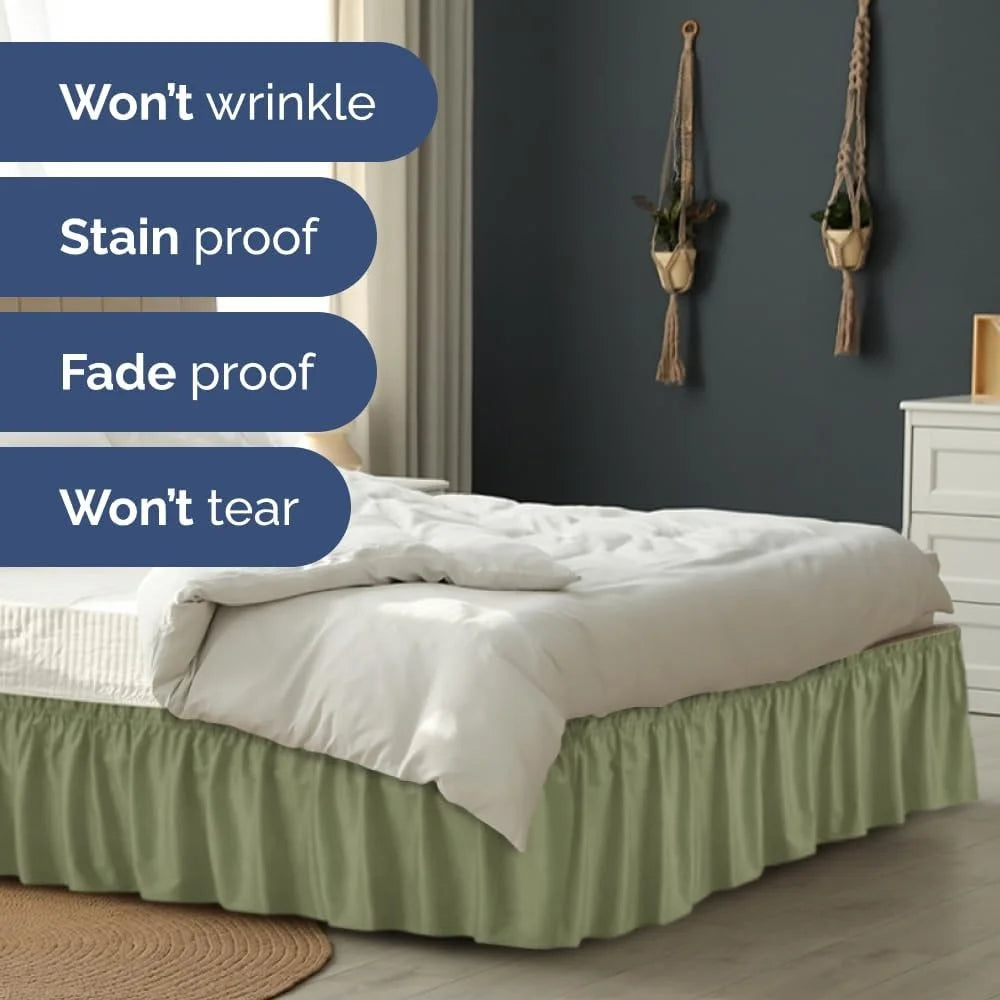 Pleated Dust Ruffle Bed Skirt King Size 15 Inch Drop Elastic
