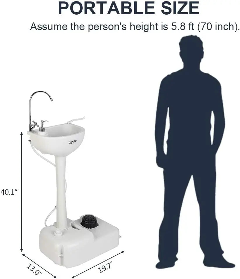 Upgraded Portable Sink Rolling Hand Wash Basin With Wheels