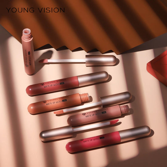 Young Vision 6 Matte Velvet Liquid Lipstick Set Waterproof Nude Color Easy to Apply Lip Gloss Set