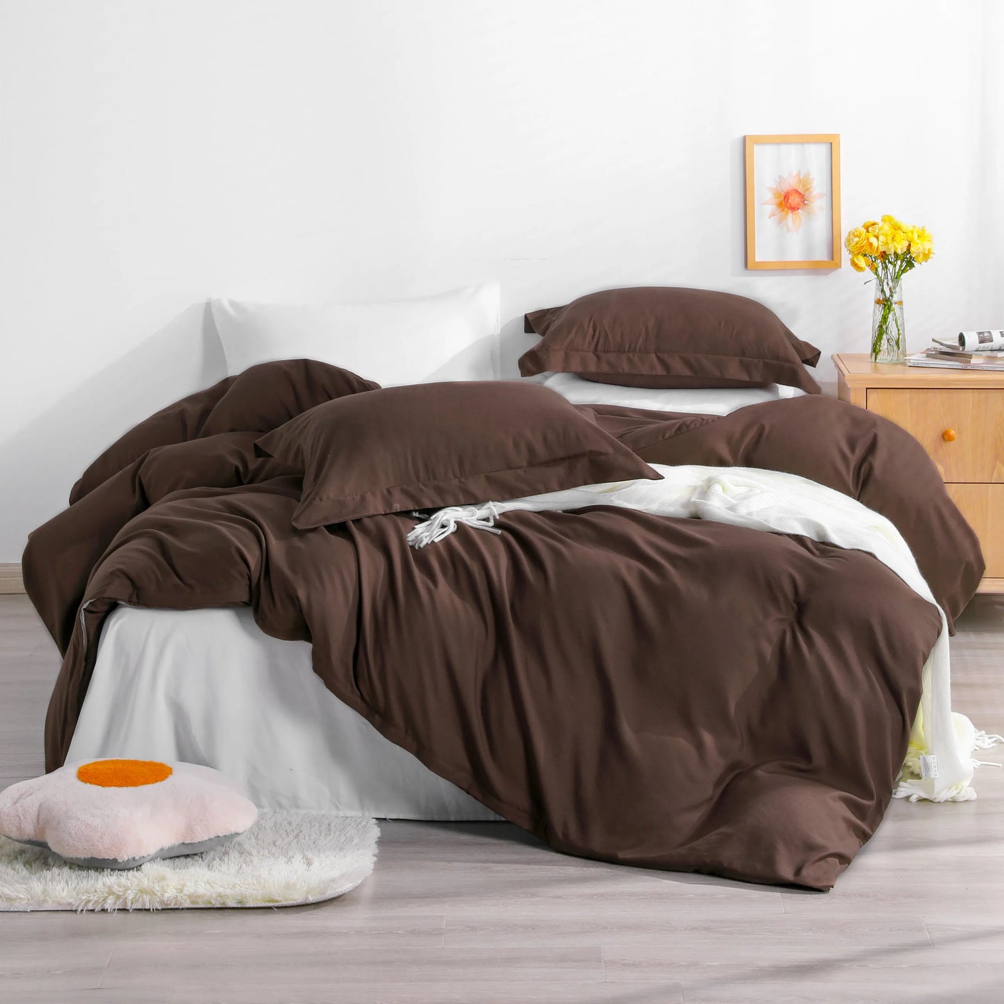 Ntbay 3 Piece Microfiber Duvet Cover Set with Corner Ties
