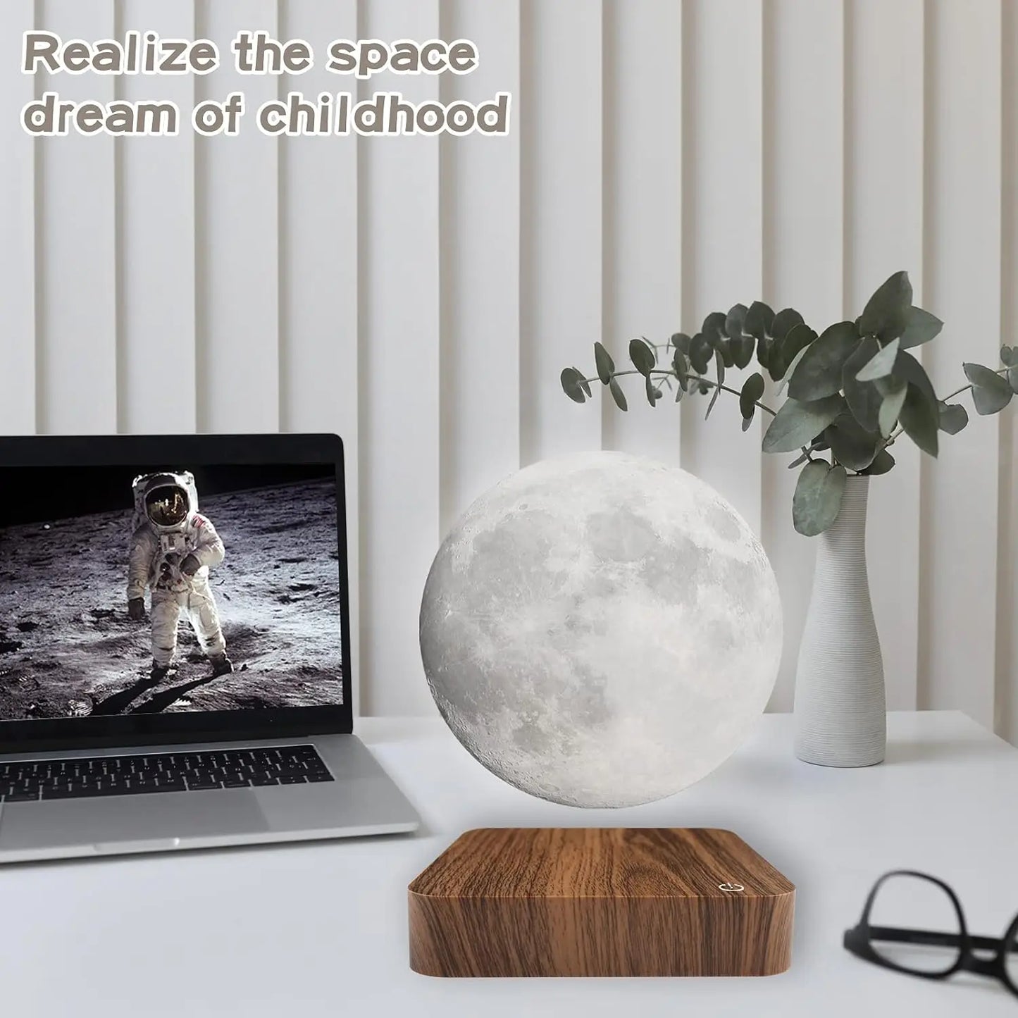 Magnetic Floating Moon Lamp With Wooden Base Night Light