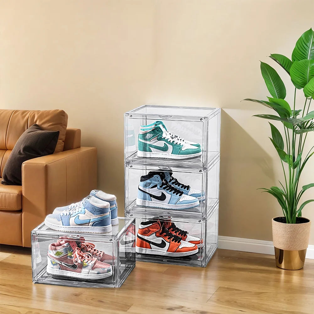 Shoe Storage Box 4 Pack Shoes Organizer Auto Opening White Shoe Shelf Home Furniture Cabinets for Living Room Shoe Rack Cabinet