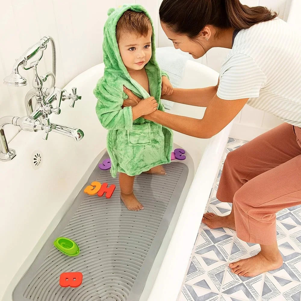 Non Slip Baby Bath Mat Cushioned Shower Mat with Suction Cups Drain Holes Toddler Essential Soft Spot Tub Safety