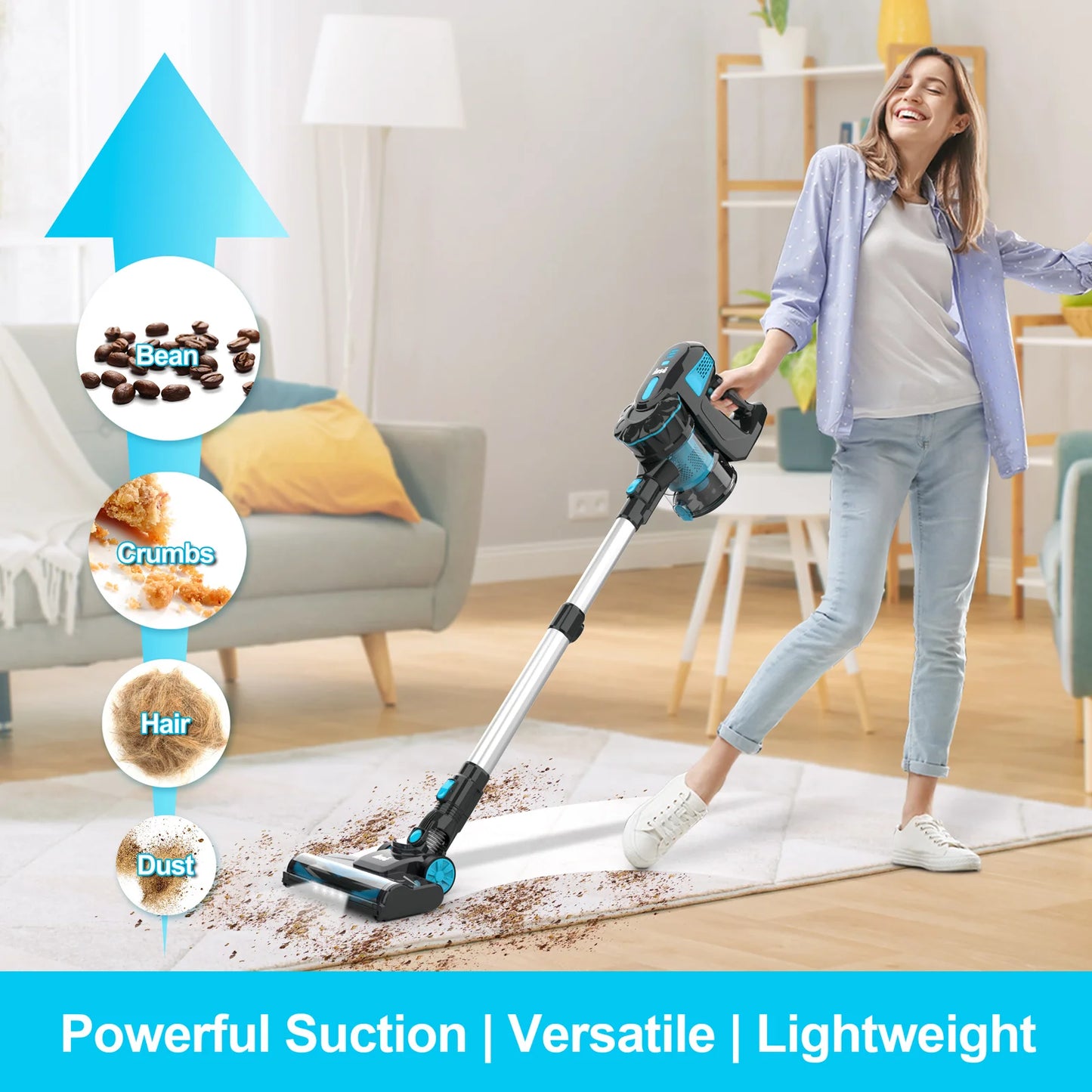 Inse V770 Cordless Vacuum Cleaner 20KPa Stick Vacuum Up to 40 Minute Runtime 6 in 1 Stick Vacuum for Hardwood Floor Pet Hair Home Car
