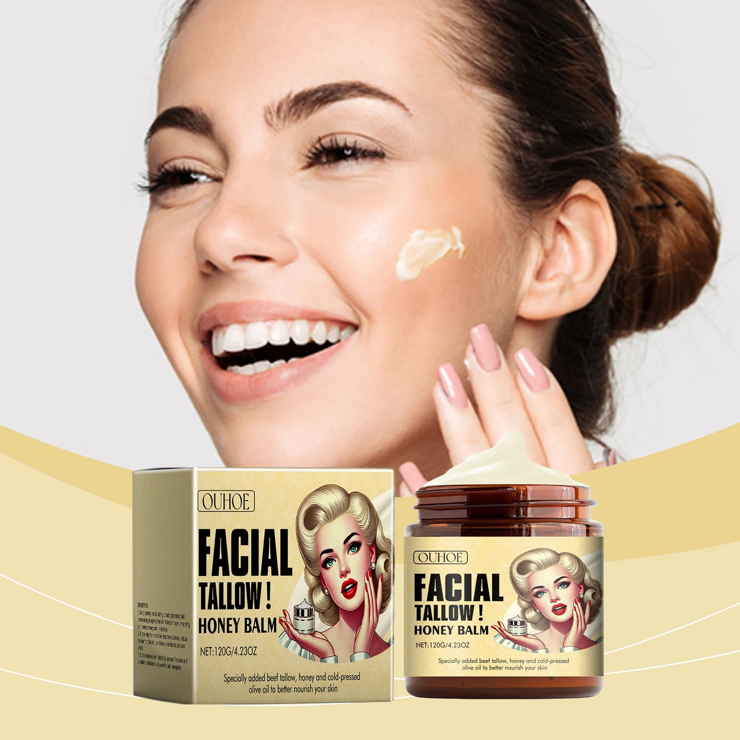 Facial Care Cream Moisturizing Tallow Honey Balm Deep Moisturizing Cream for Skin Elasticity