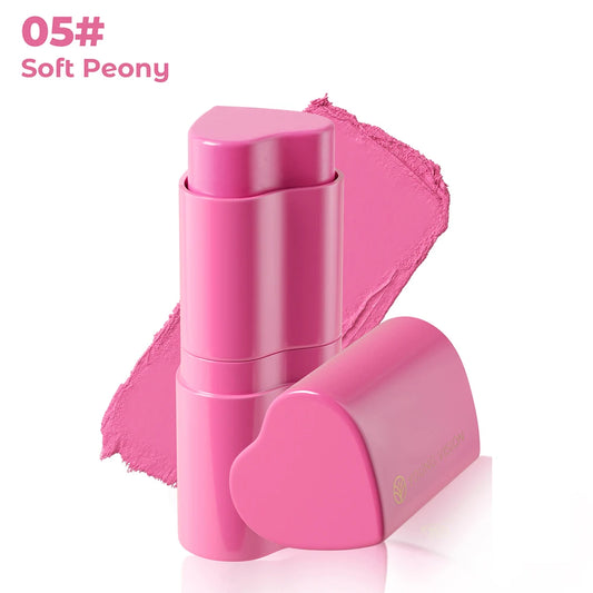 6 Color Heart Shaped Blush Stick Smooth Texture Long Lasting Blendable Natural Finish