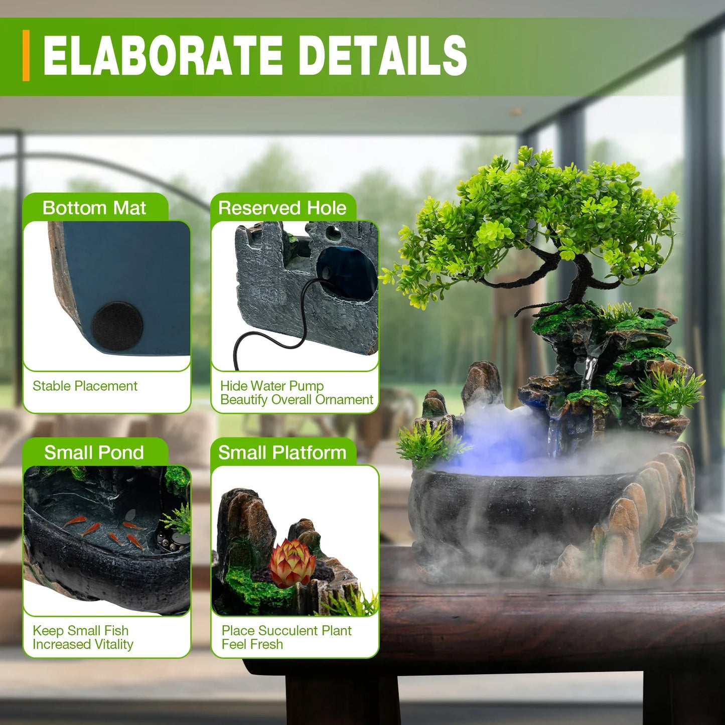 Atomizing Desktop Fountain Humidifier for Office Decor