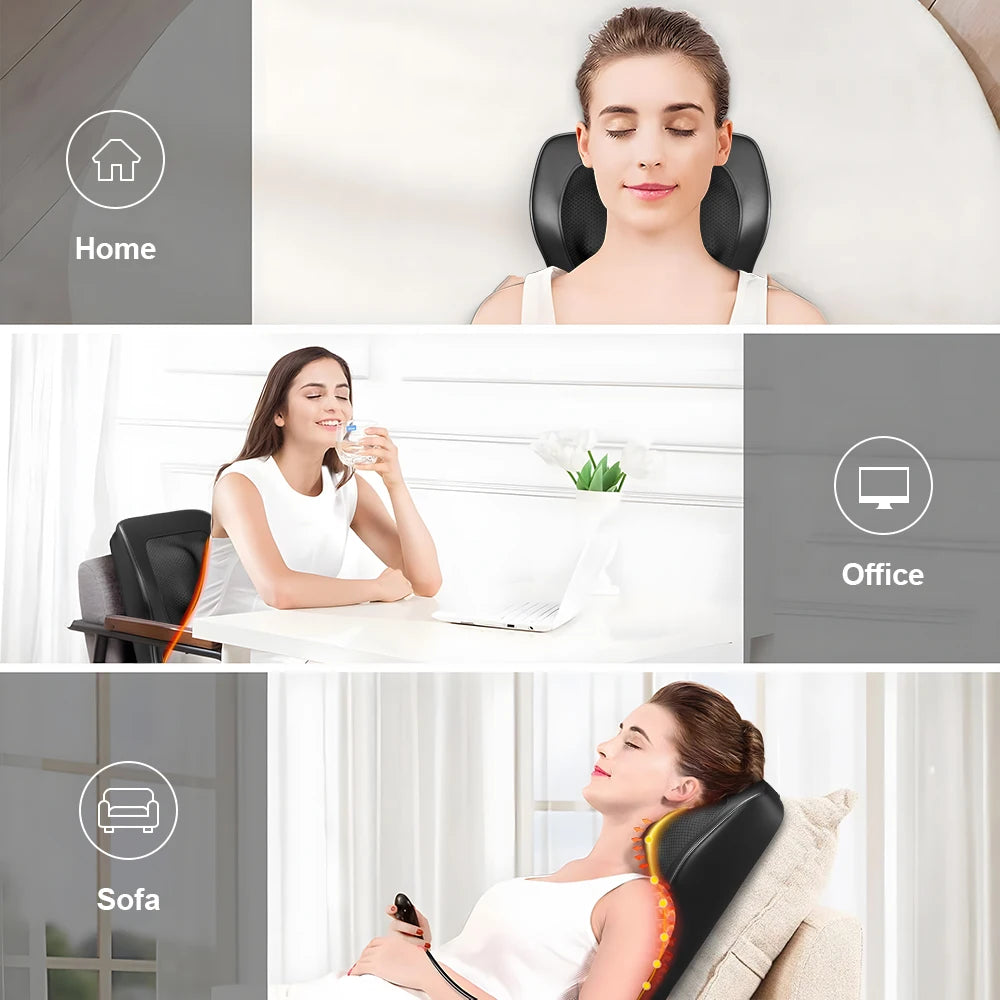 Neck Pillow Massager with 3 Speed Vibration and Heating Function