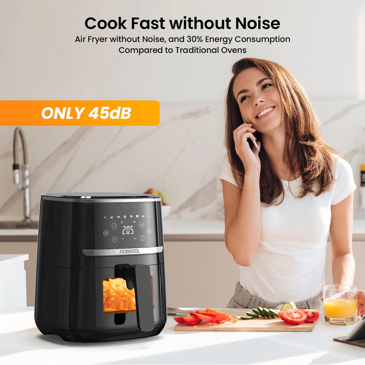 5 Quart Digital Display Air Fryer Toaster Oven Combo with 8 Cooking Presets and Dishwasher Safe Basket