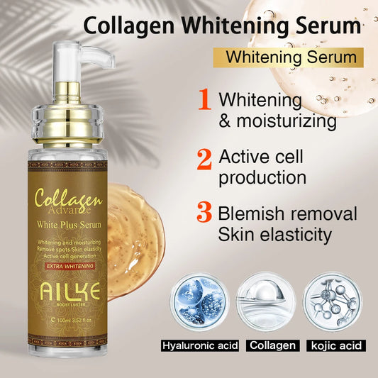Ailke Face and Body Whitening Serum Hydration Moisturizing Dark Spots Remover Skin Glowing Wrinkle Treatment 100ML