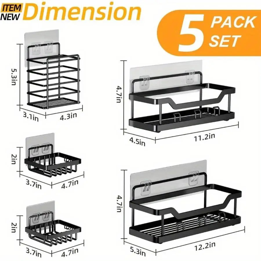 Adhesive Shower Caddy No Drilling Rustproof Stainless Steel