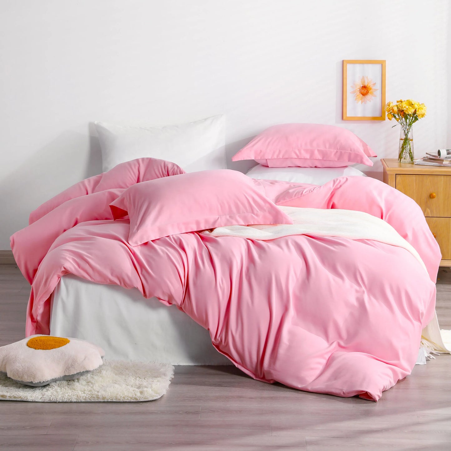 Ntbay 3 Piece Microfiber Duvet Cover Set with Corner Ties