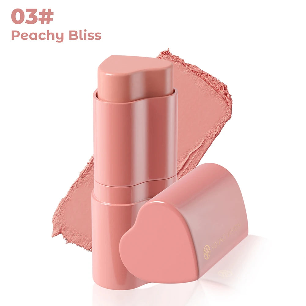 6 Color Heart Shaped Blush Stick Smooth Texture Long Lasting Blendable Natural Finish