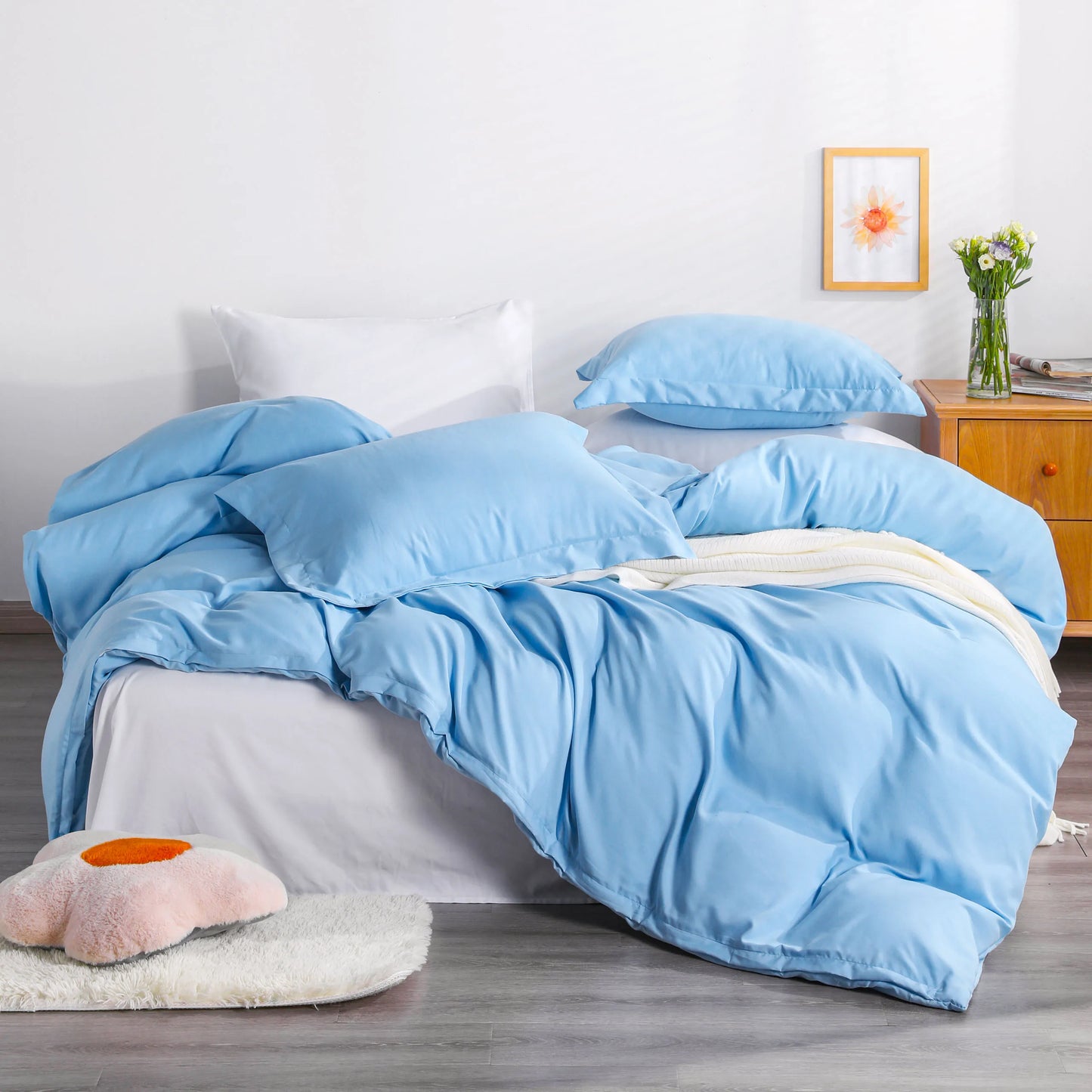 Ntbay 3 Piece Microfiber Duvet Cover Set with Corner Ties