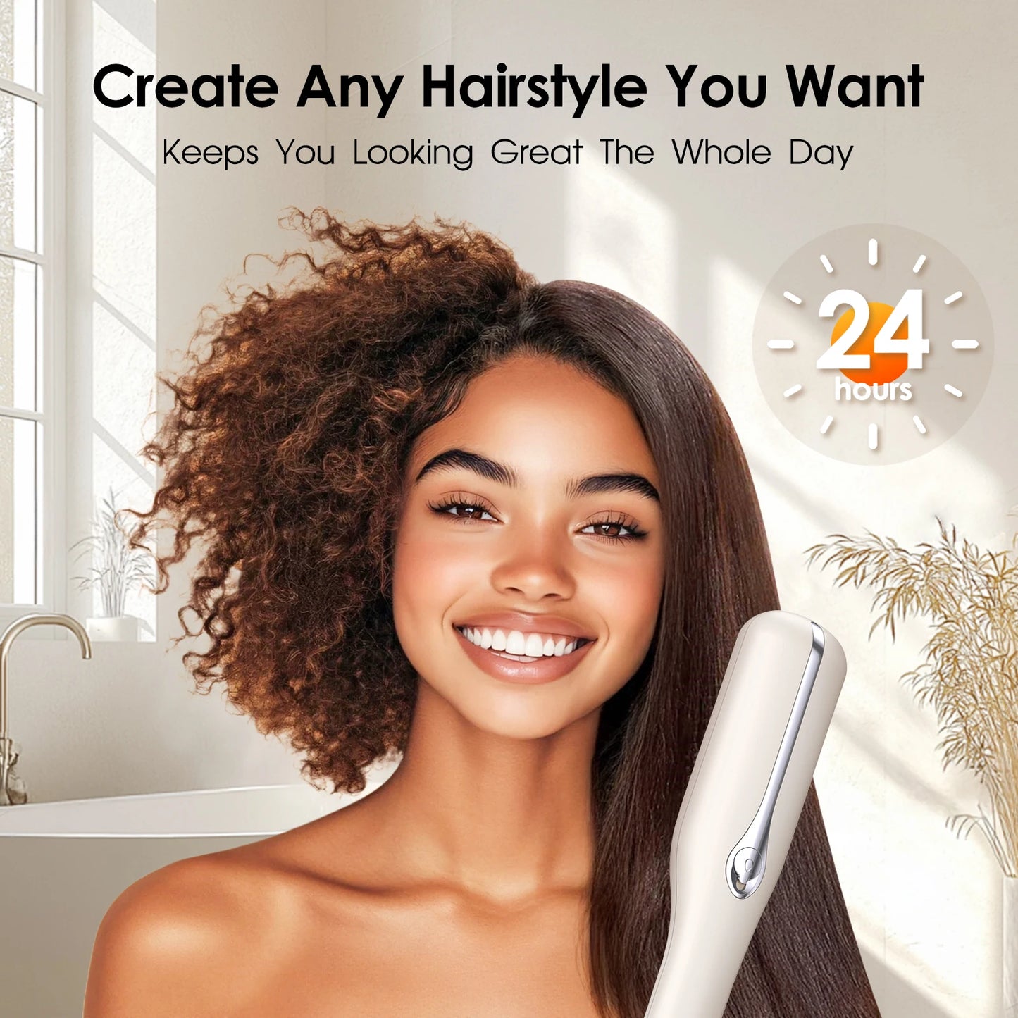 Steam Straightener Comb 3s Heat Ionic Multifunctional Ionic Styler for Curly/Frizzy Hair 13 Temp Modes 130-210°C Home Salon