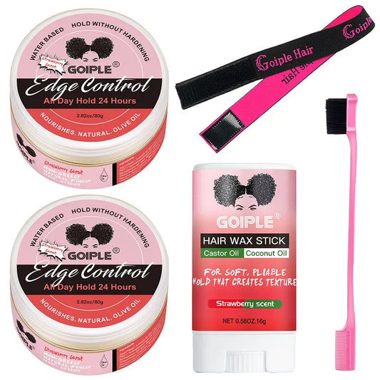 Wax Stick Slick Back Hair Edge Control Non Greasy Hair Finishing Stick Pomade for Flyaways with Smoothing Bristle Brush