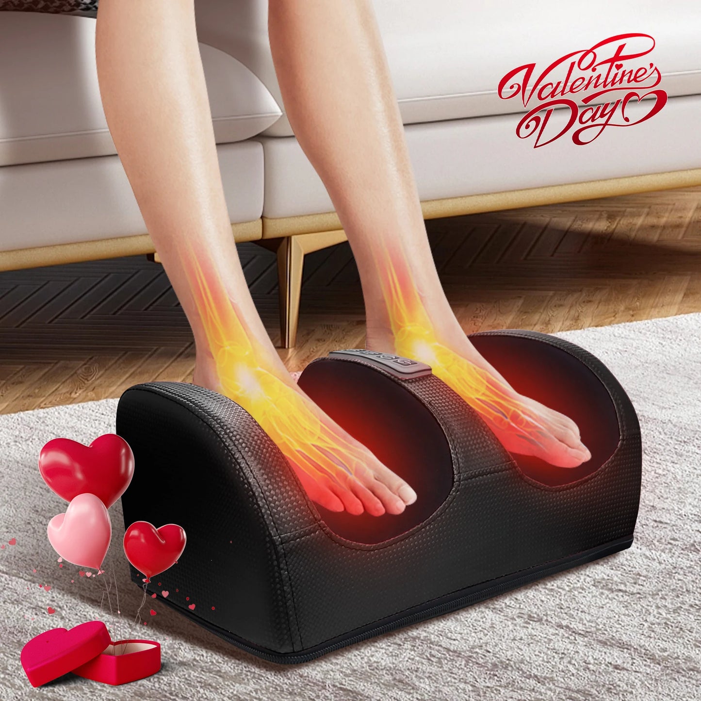 Foot Massage Machine Electric Heating Foot Kneading Leg Massager Home Relaxation Gift for Christmas and Valentine's Day