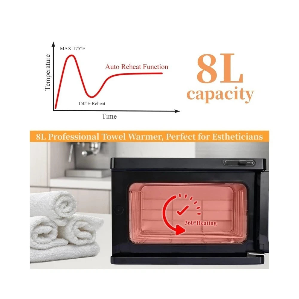 8L Facial and Spa Towel Warmer Auto Reheat for Estheticians