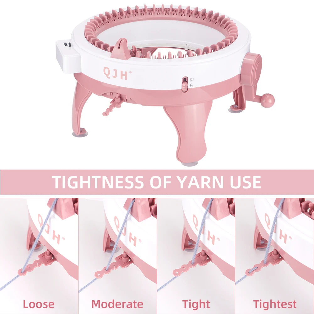 QJH 48 Needle Knitting Machine Kit Portable Easy to Use DIY Loom for Scarves Hats Gloves