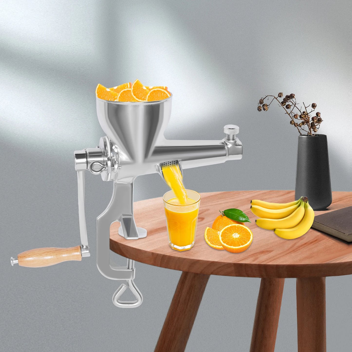 Stainless Steel Manual Juicer with Screw Clamp for Wheatgrass and Fruit Vegetable Extrusion Silver