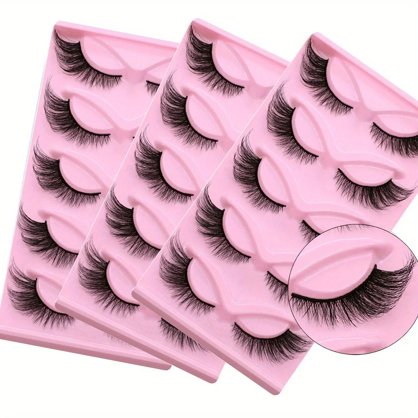 15 Pairs 3 Pack Cat Eye Lashes Long Wispy Strip Thick False Eyelashes
