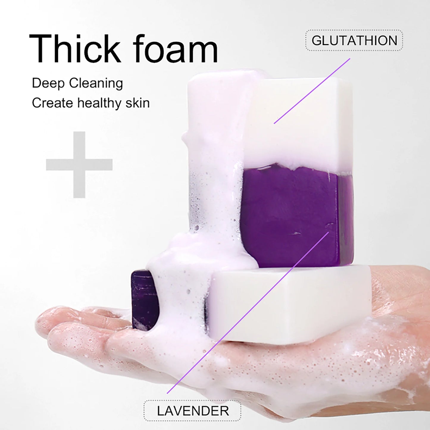 AILKE Double Glutathione Plus Whitening Soap Bar for Dark Spots Cleansing and Moisturizing with Natural Lavender Scent for Face and Body