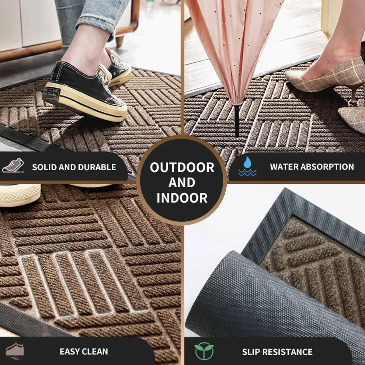 Front Door Mat Indoor Outdoor Rubber Backing Doormat