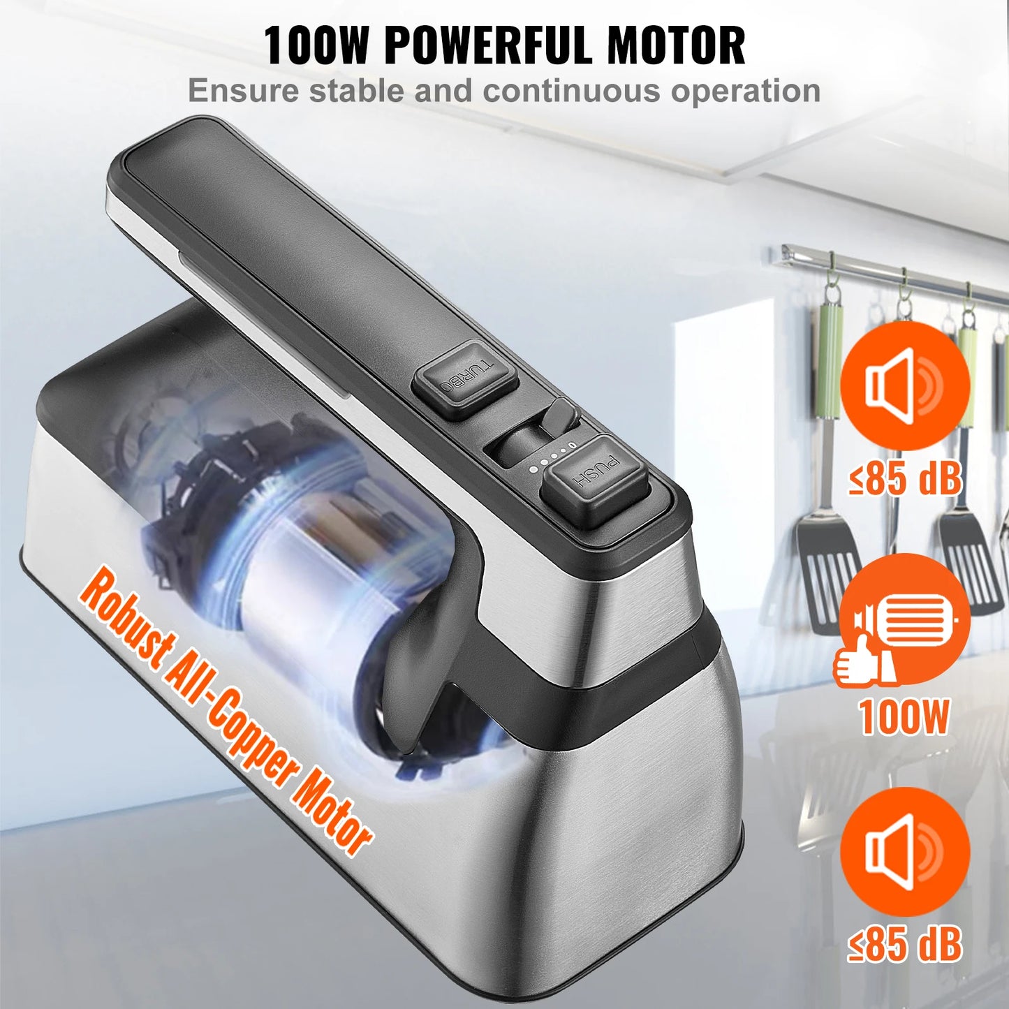VEVOR Cordless Electric Hand Mixer 5 Gear Speed Handheld Mixer for Baking Whipping Mixing Eggs Cookies Cakes Cream