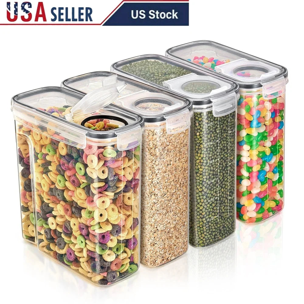 Clear Plastic Cereal Dispenser Airtight Food Storage Containers with Pour Spout Kitchen Pantry Organization 17 Cups
