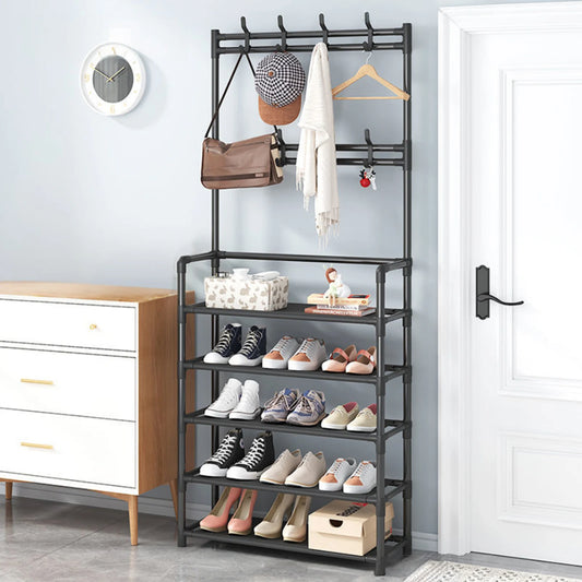 Coat Rack With Shoe Rack Organizer 3 In 1 Metal Hall Tree