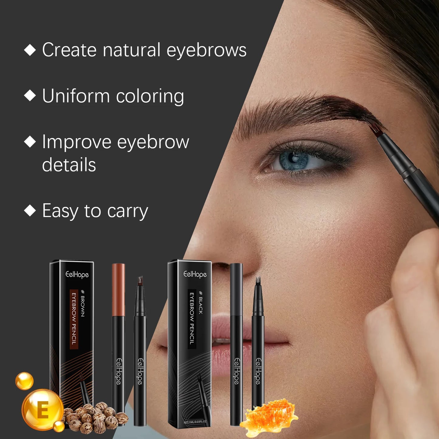 2 Color Four Claw Eyebrow Pencil Natural Shaping Easy To Use Non Smudging Long Lasting Eyebrow Enhancer Combo