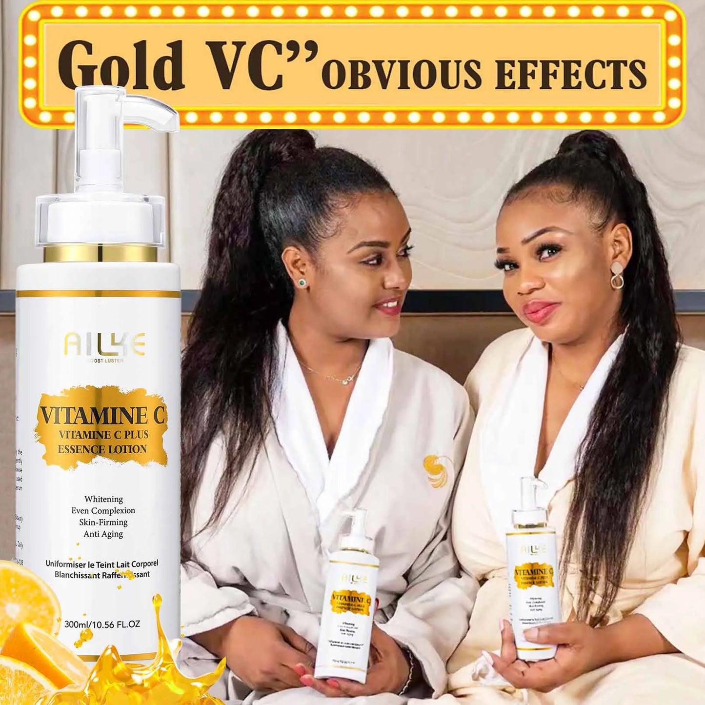 Ailke Vitamin C Skin Care Kit with Lightening Body Lotion Even Skin Tone Cream Whitening Serum and Brightening Soap