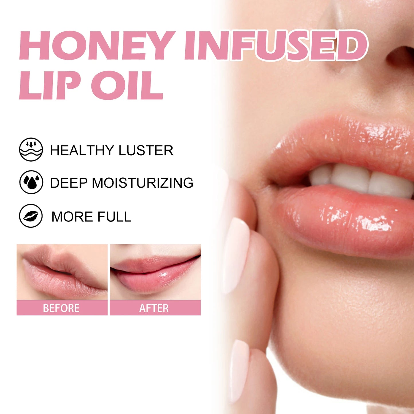 Honey Moisturizing Lip Oil for Soft and Nourished Lips with Hyaluronic Acid and Honey Extract
