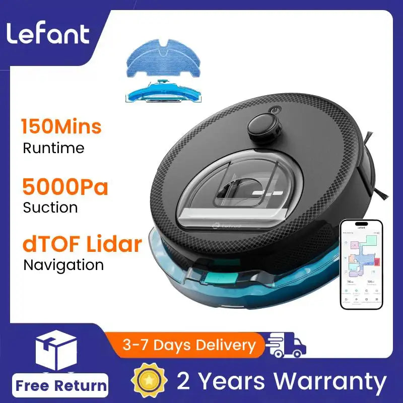 Lefant M330 Pro Robot Vacuum Mop 5000Pa LiDAR WiFi Pet
