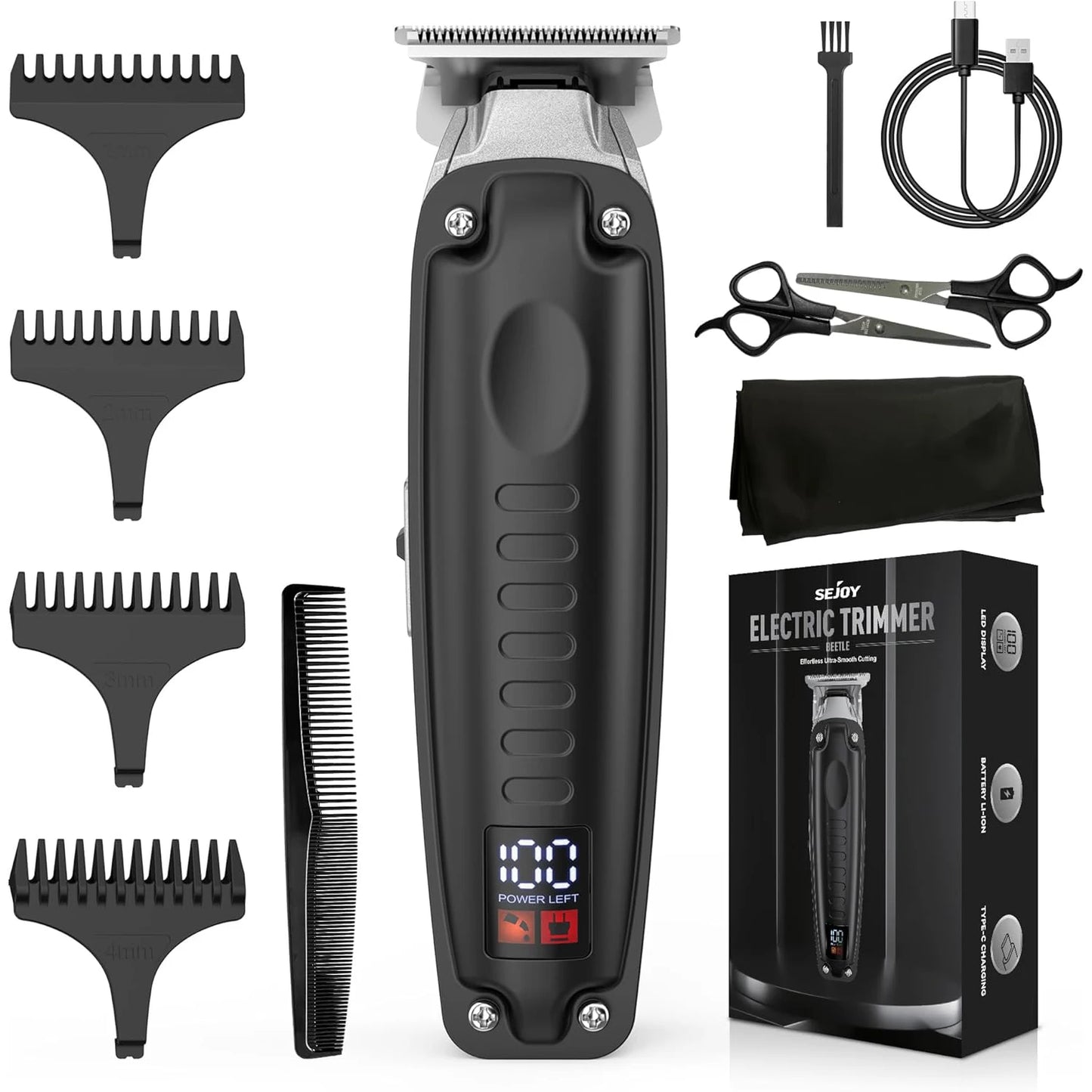 Sejoy Hair Clippers for Men and Kids Cordless Professional Hair Cutting Kit with LED Display