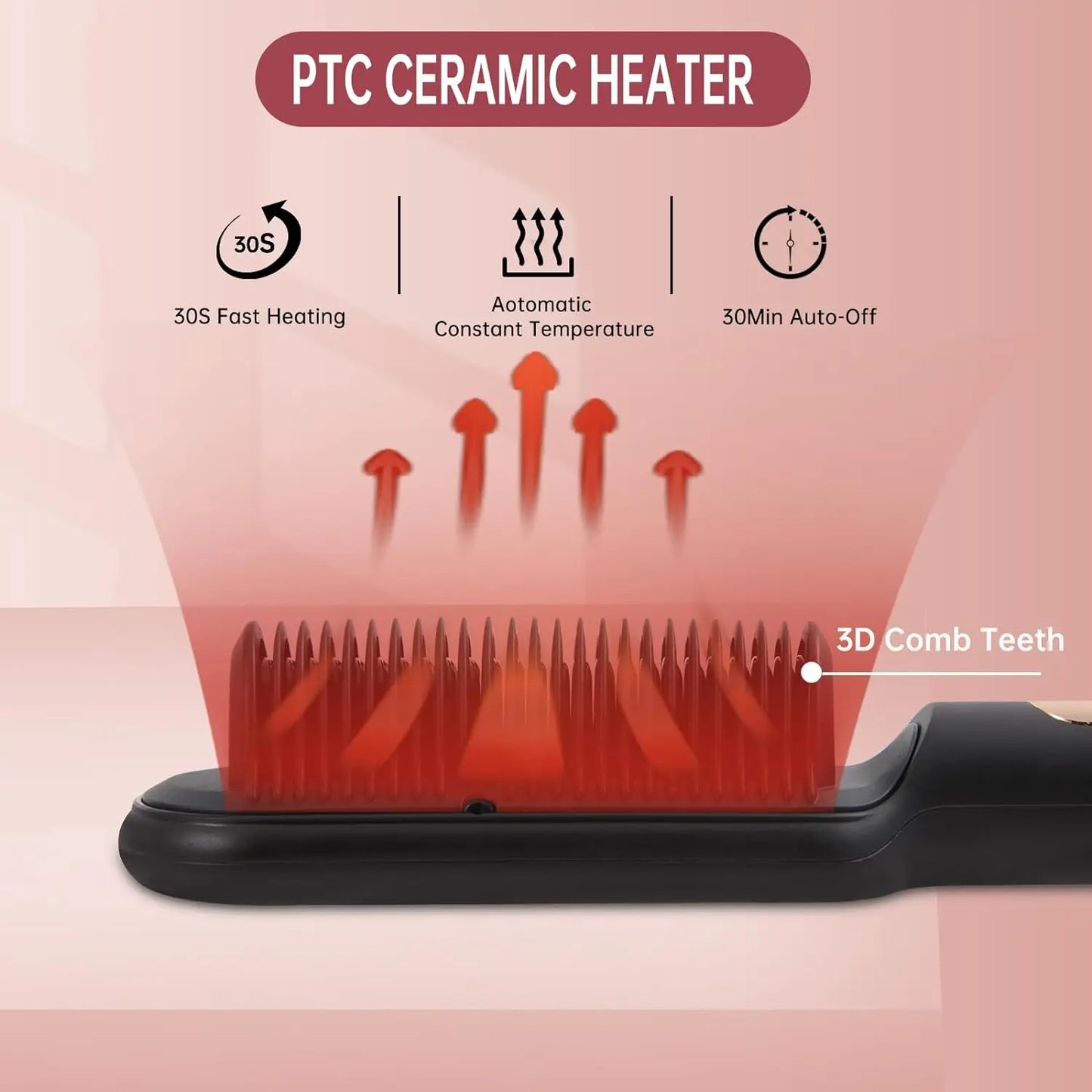 AP02 Negative Ionic Hair Straightener Brush Fast Heating Anti-Scald Auto Shut Off Hair Brush Straightener for Women
