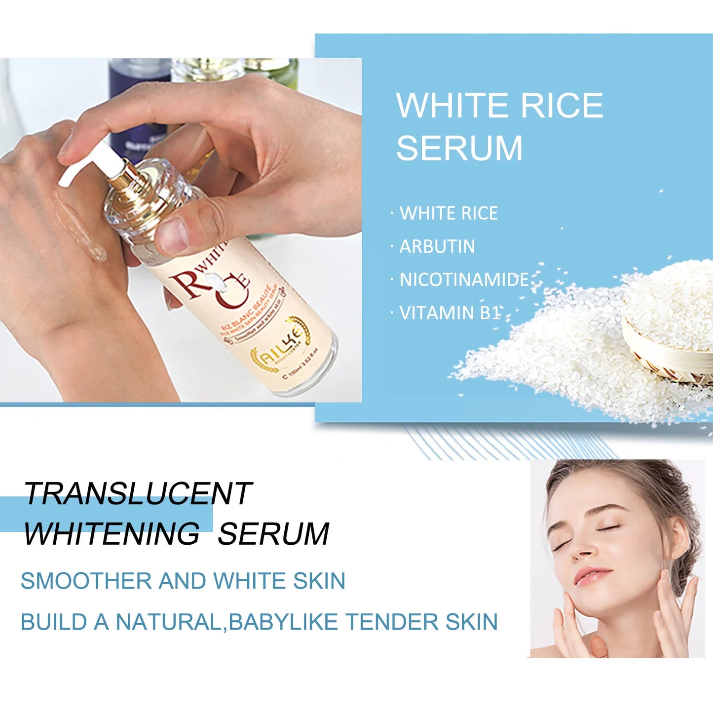 AILKE Multi Vitamin Whitening Body Lotion Moisturizes Nourishes Removes Dark Spots Blemishes Hyperpigmentation