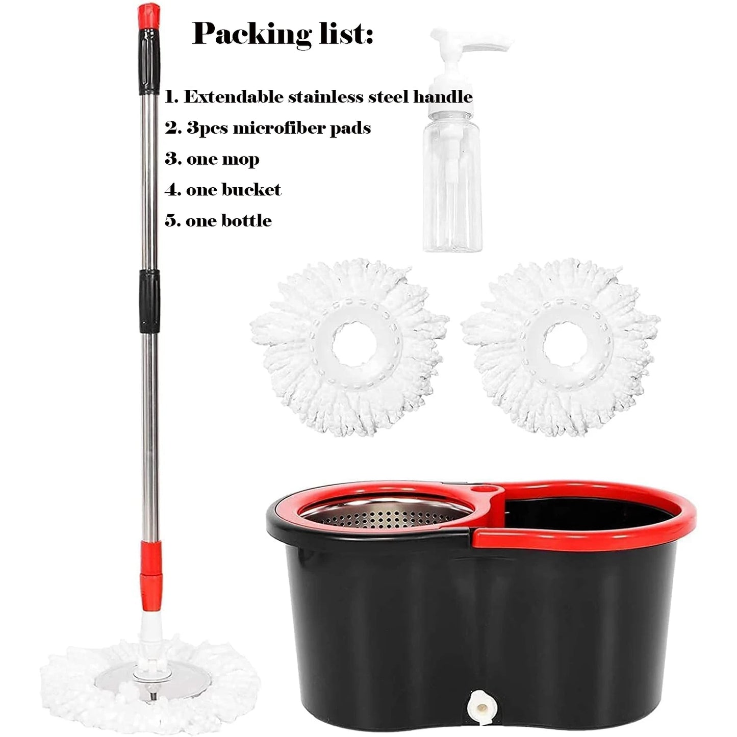360 Spin Mop Bucket Set With Wring 3 Microfiber Heads