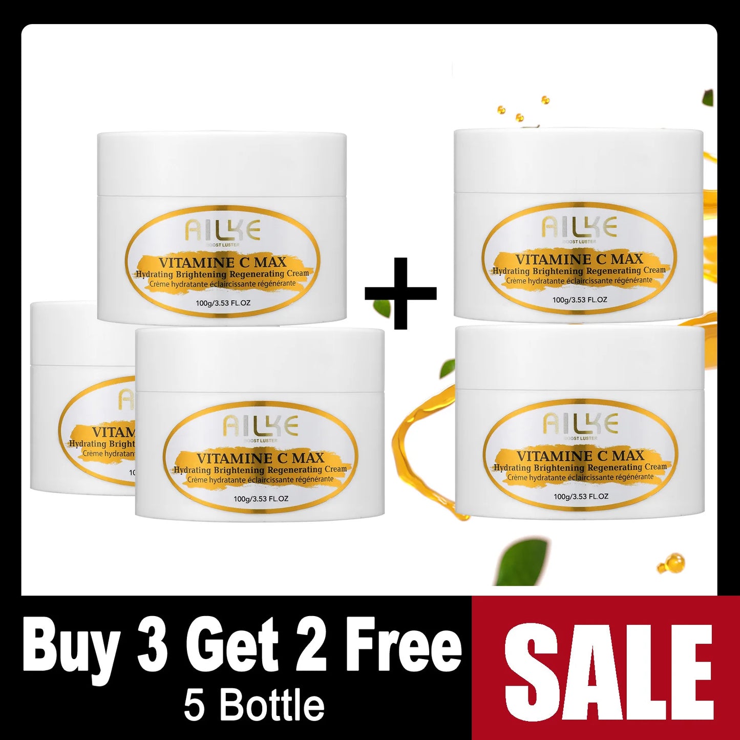 AILKE Vitamin C Skin Care Set Brightening Body Lotion Even Skin Tone Face Cream Whitening Serum Brightening Soap