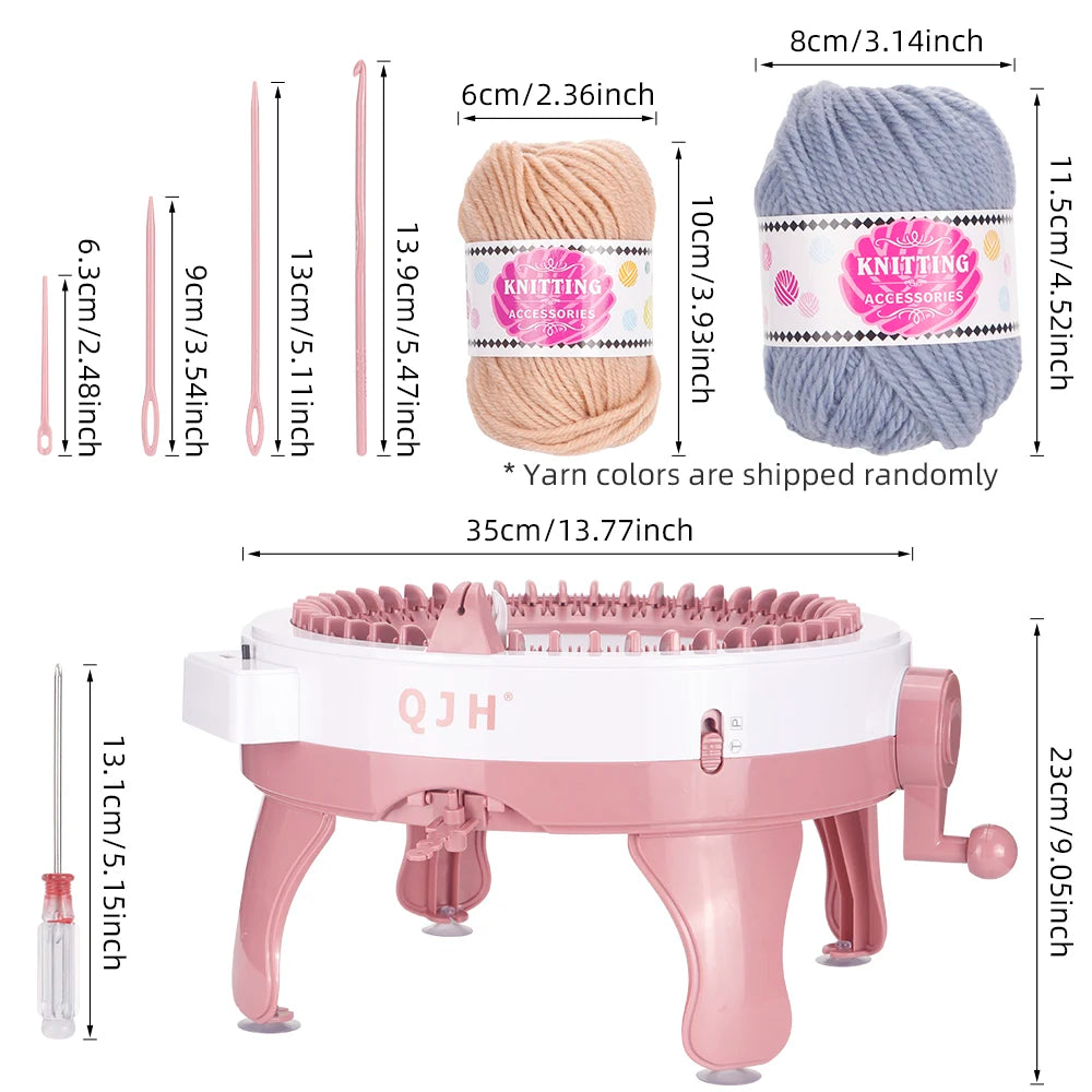 QJH 48 Needle Knitting Machine Kit Portable Easy to Use DIY Loom for Scarves Hats Gloves