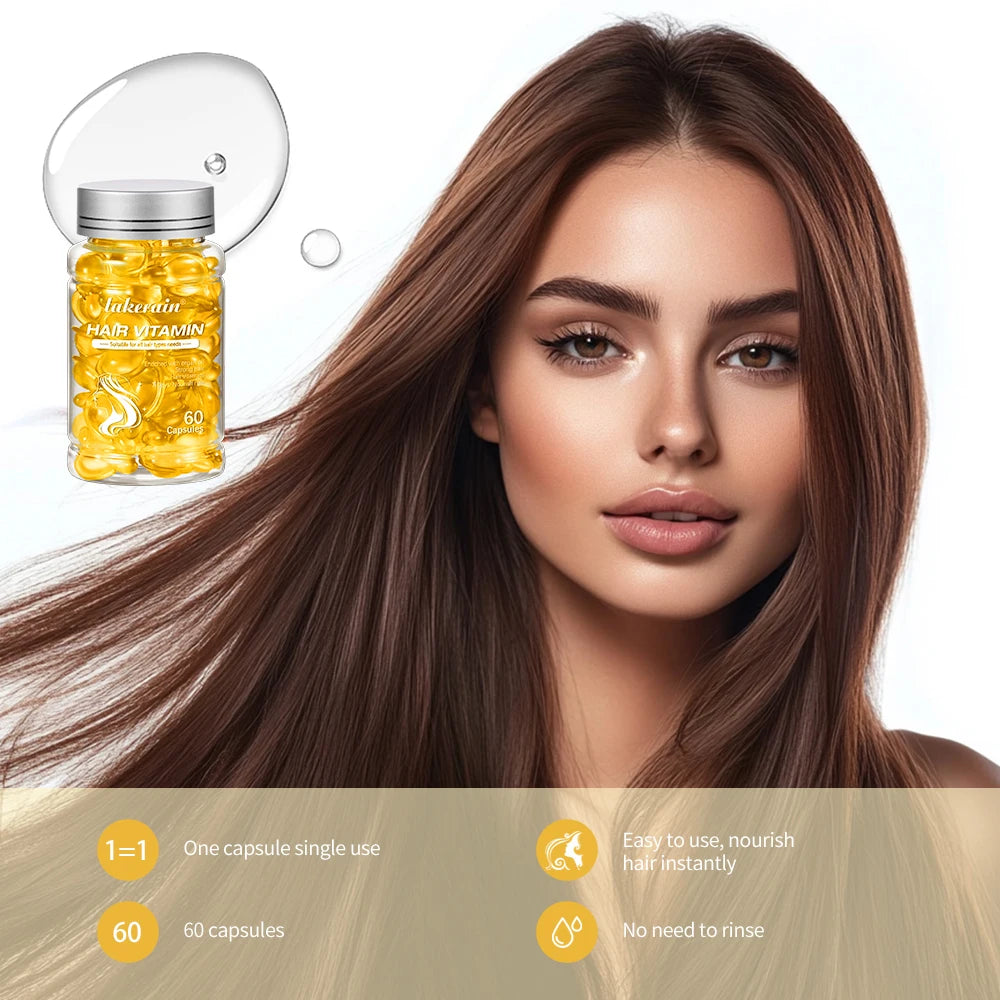 6pcs Moroccan Vitamin Oil Hair Care Essence Damaged Nutrition Repair Hair Splitting Improvement Treatment Products 60 Capsules