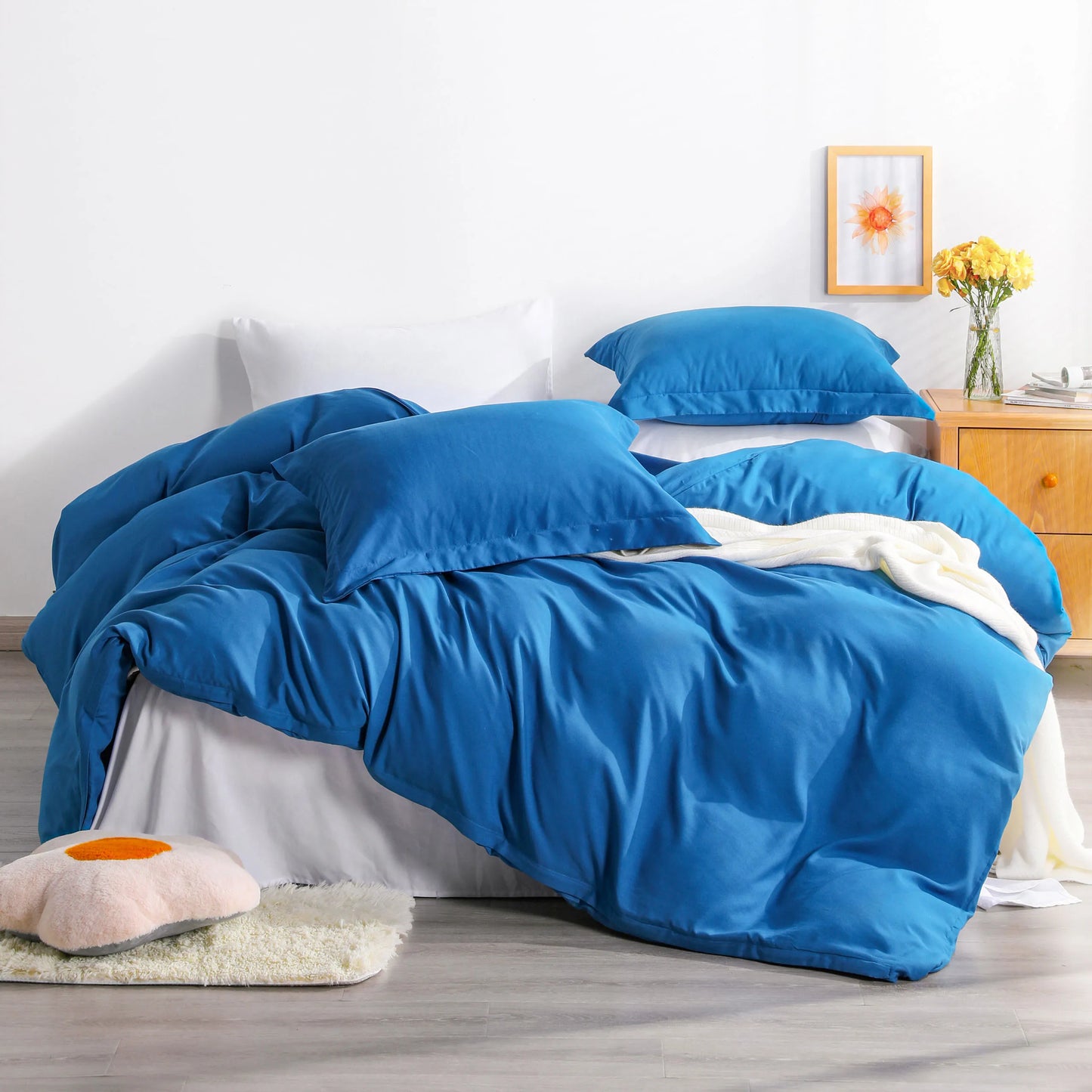 Ntbay 3 Piece Microfiber Duvet Cover Set with Corner Ties