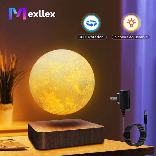 Magnetic Floating Moon Lamp With Wooden Base Night Light